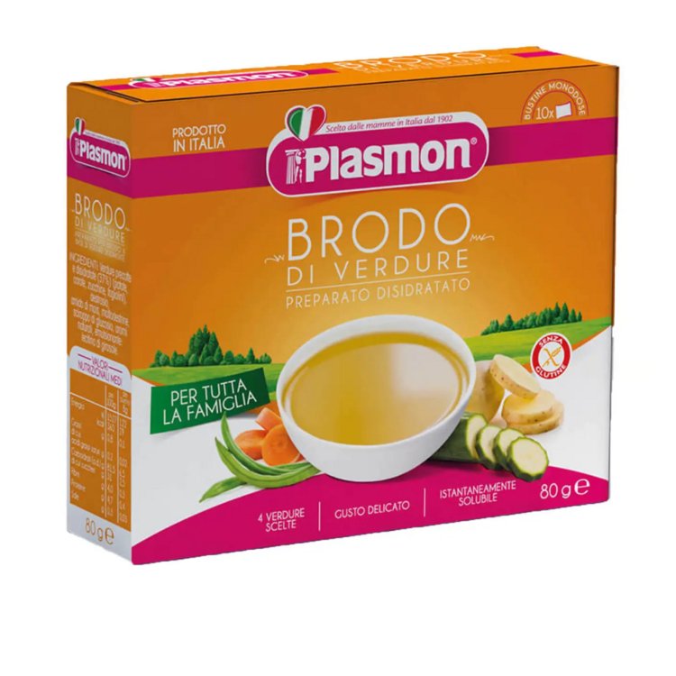 Plasmon Brodo di Verdure Disidratato Neonati Senza Glutine e Sale 80g
