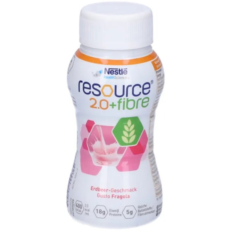 Nestl&eacute; Resource 2.0+Fibre Fragola Integratore Nutrizionale Ipercalorico 200ml