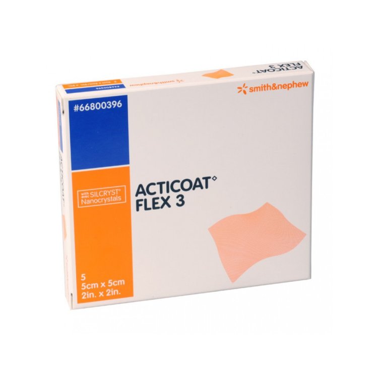 Smith & Nephew Acticoat Flex Medicazione Antimicrobica 5x5 cm, 5 Pezzi