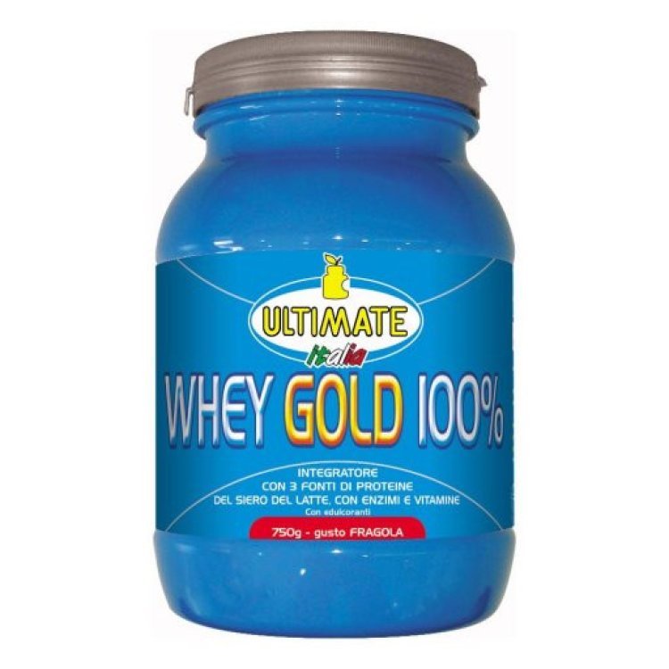 Ultimate Italia Whey Gold 100% Proteine in Polvere Fragola Senza Glutine 750g Ultimate Italia Whey Gold 100% Proteine in Polvere Fragola Senza Glutine 750g