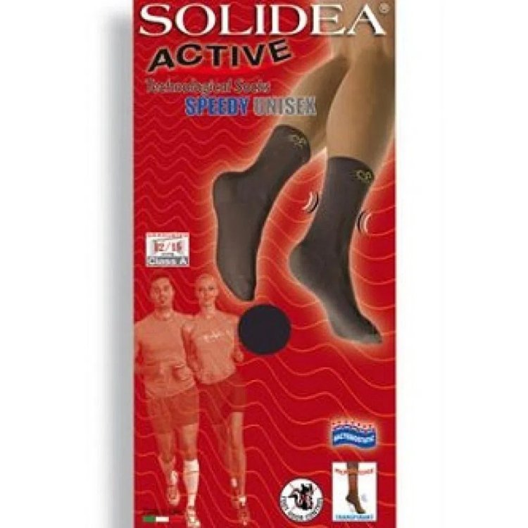 Solidea Active Speedy Calze a Compressione 12/15 mmHg Nero Micro-Massaggio Sport Taglia M