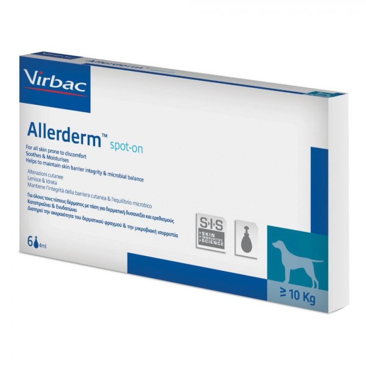 Virbac Allerderm Spot On Dermatologico Cani e Gatti 6 Pipette da 4ml