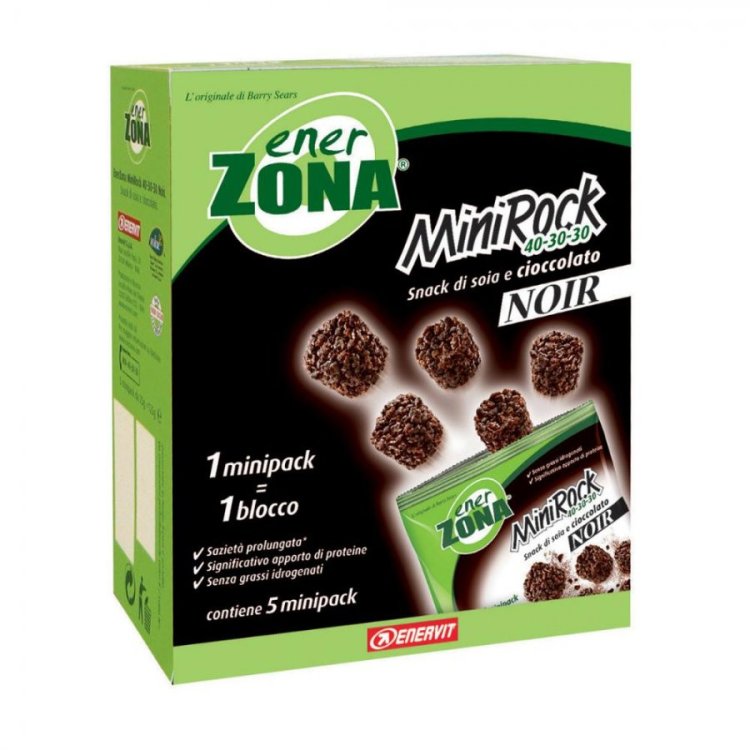 EnerZona Minirock Noir Snack Proteico Soia Cioccolato Fondente 5 Pezzi