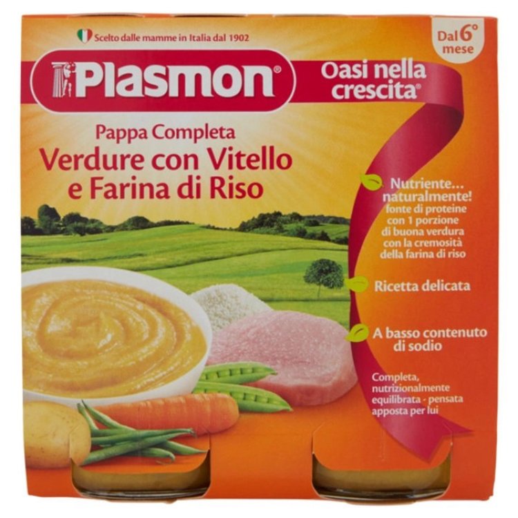 Plasmon Pappa Completa Vitello Verdure e Riso Dal 6&deg; Mese 2x190g
