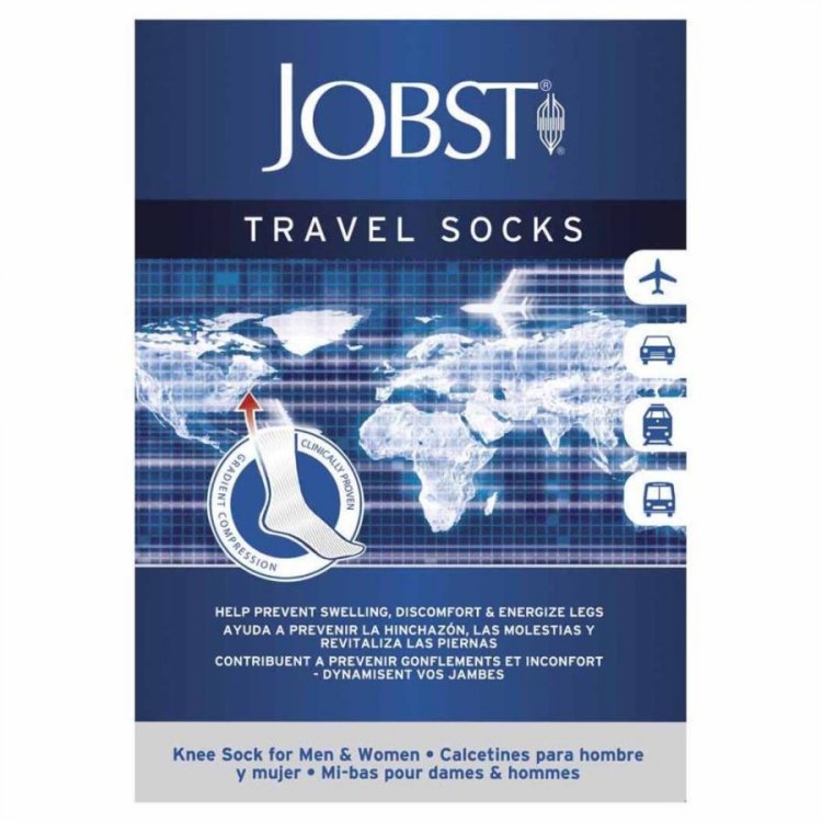 Jobst Travel Socks Calze compressive Gambaletto Nero Taglia L 15-20 mmHg