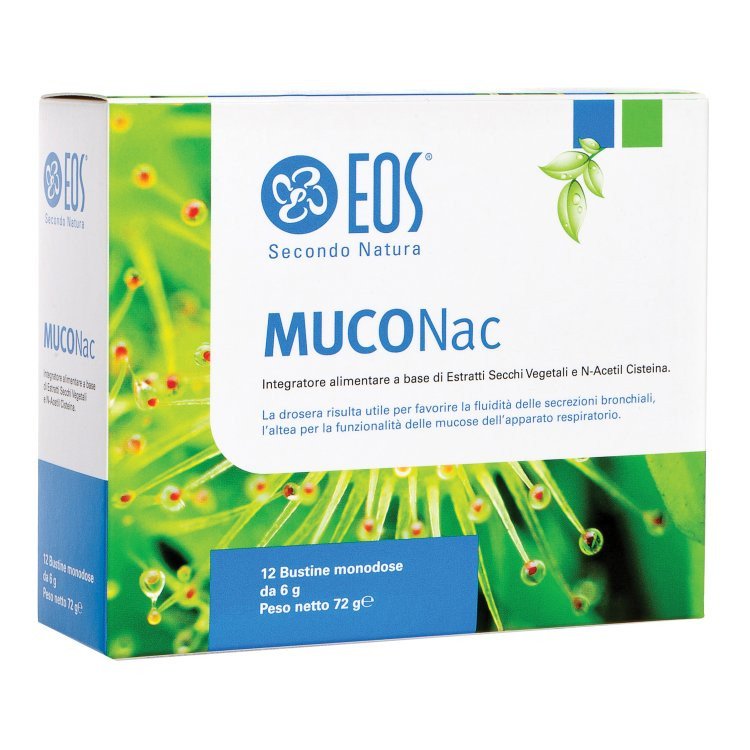 Eos Muconac Integratore Alimentare per Vie Respiratorie N-Acetilcisteina 12 Bustine