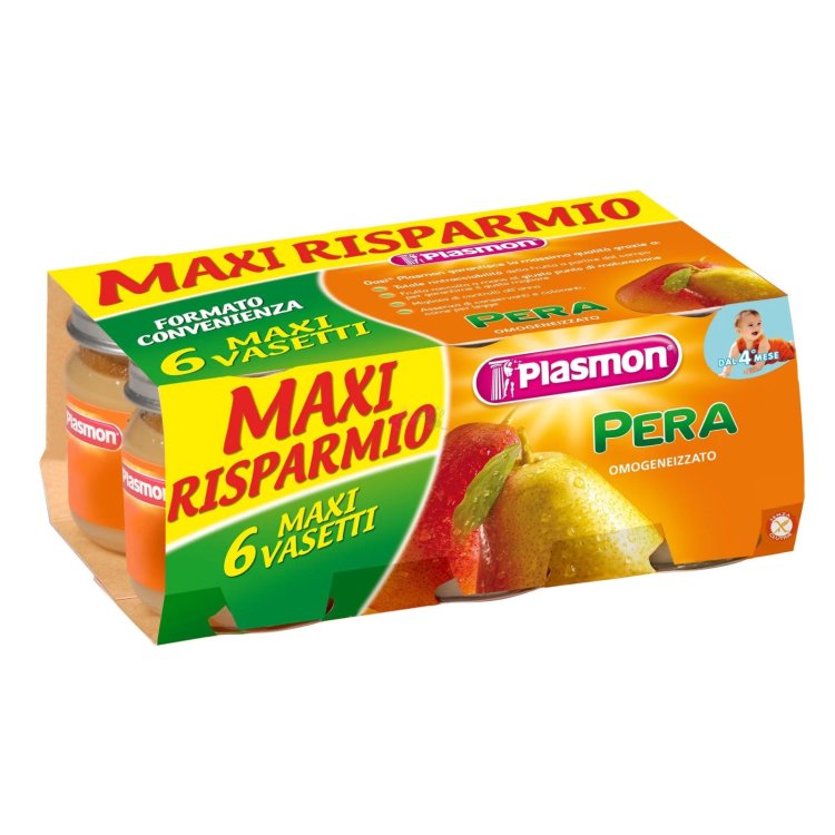 Plasmon Omogeneizzato Pera Dal 4&deg; Mese Senza Zuccheri Aggiunti 6x104g