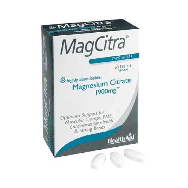 HealthAid MagCitra Magnesio Citrato Integratore per Muscoli e Ossa 60 Compresse HealthAid MagCitra Magnesio Citrato Integratore per Muscoli e Ossa 60 Compresse