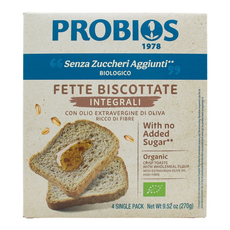 Probios Fette Biscottate Integrali Senza Zucchero Fonte di Fibre 270g