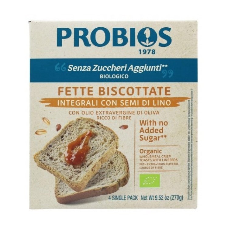 Probios Fette Biscottate Integrali con Semi di Lino Senza Zuccheri 270g