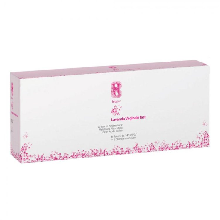 Biopur Lavanda Vaginale Fast, 5 Flaconi da 140 ml con Cannule Monouso