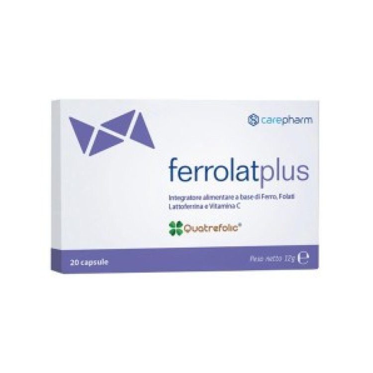 Carepharm Ferrolat Integratore Alimentare Ferro, Folato e Vitamina C 20 Capsule