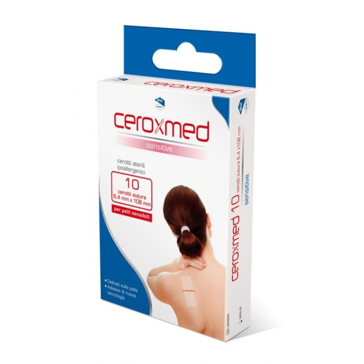 Ceroxmed Sensitive Cerotto Sutura Sterile Ipoallergenico 6,4x108 mm, 10 Pezzi Ceroxmed Sensitive Cerotto Sutura Sterile Ipoallergenico 6,4x108 mm, 10 Pezzi
