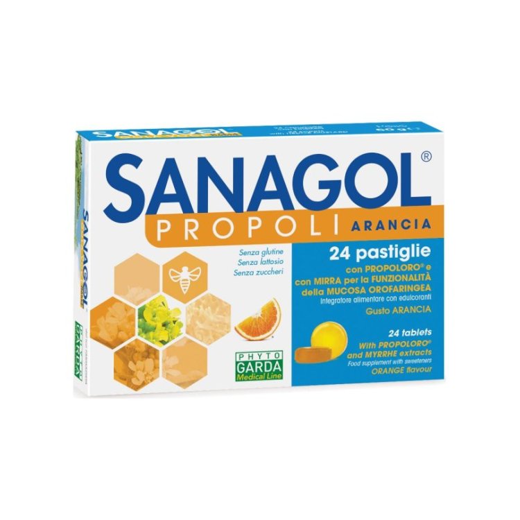Named Sanagol Propoli Arancia, Pastiglie per Gola, 24 Unit&agrave;