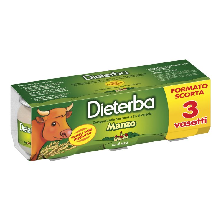 Dieterba Omogeneizzato Manzo per Neonati Senza Glutine 3x80g