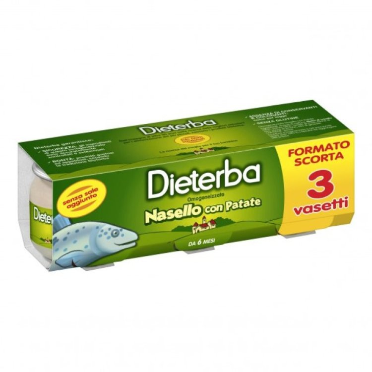 Dieterba Omogeneizzato Nasello e Patate per Neonati 3x80g