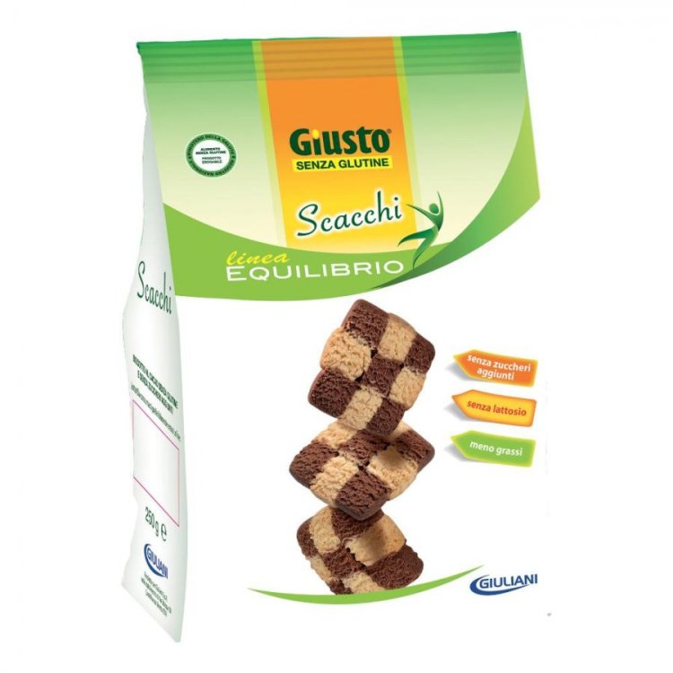 Giusto Biscotti Scacchi Senza Glutine Frollini al Cacao 250 g