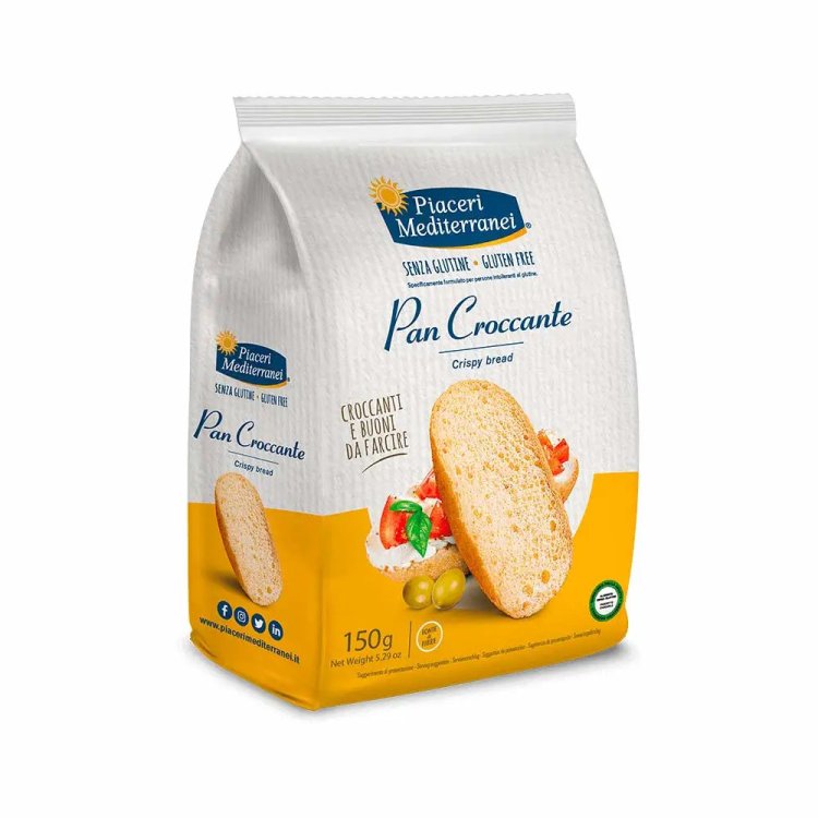 Piaceri Mediterranei Pan Croccante Senza Glutine Ideale per Dolci e Tartine 150g