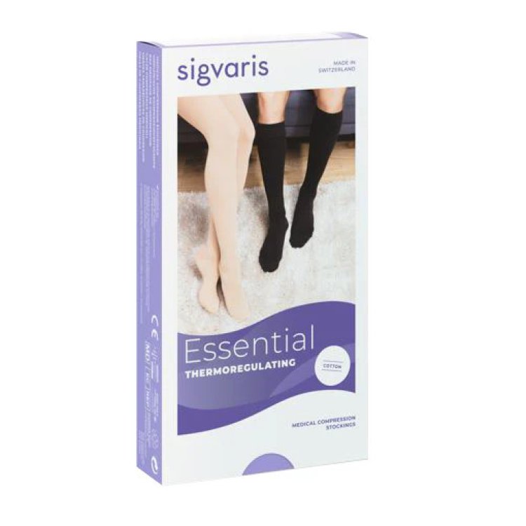 Sigvaris Cotton CCL2 Gambaletto Normale Punta Aperta Nature L