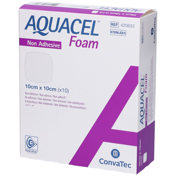 Convatec Aquacel Foam Non Adesiva Medicazione Sterile 10x10 cm, 10 Pezzi Convatec Aquacel Foam Non Adesiva Medicazione Sterile 10x10 cm, 10 Pezzi