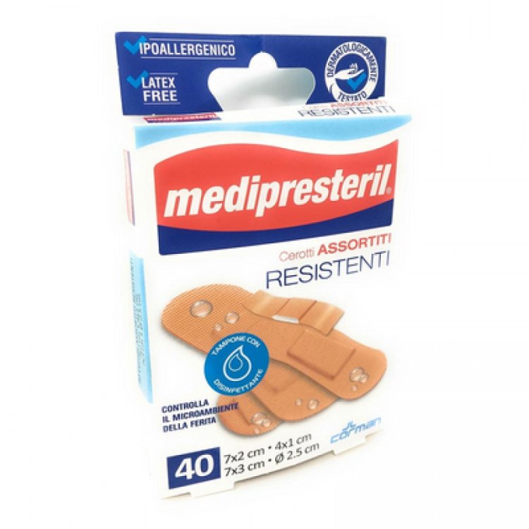Medi Presteril Cerotti Assortiti Resistenti 4 Formati Dispositivo Medico 40 Pezzi