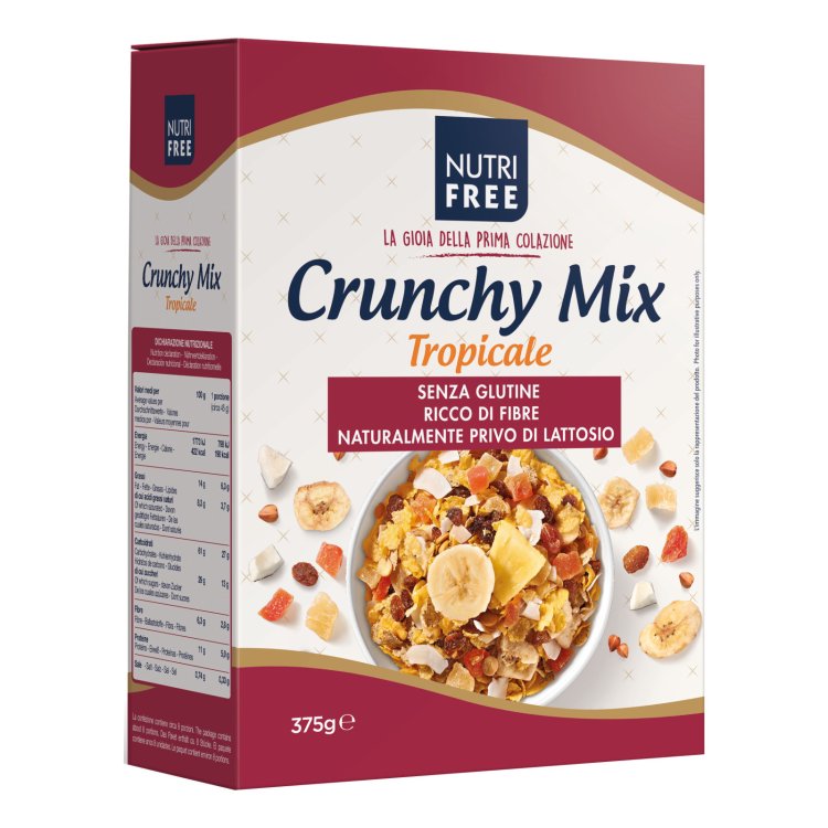 Nutrifree Crunchy Mix Tropicale, Mix di Cereali e Frutta, 375 g