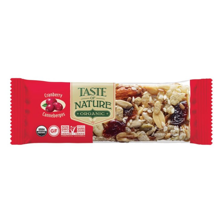 Taste of Nature Barretta Mirtilli Rossi Bio Vegana Senza Glutine Snack 40 g