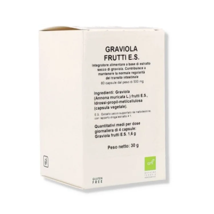 Oti Graviola Frutti Estratto Secco Integratore per Transito Intestinale 60 Capsule Oti Graviola Frutti Estratto Secco Integratore per Transito Intestinale 60 Capsule