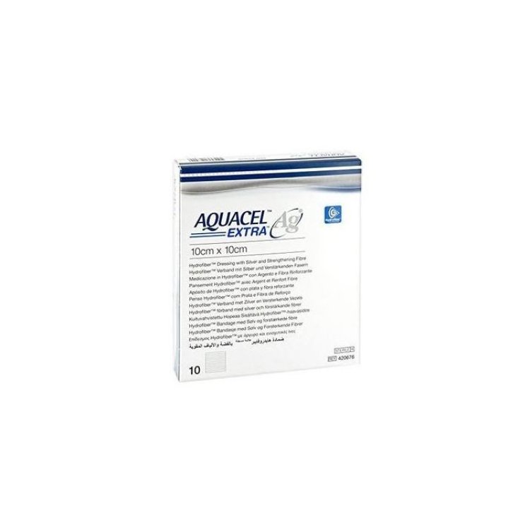Aquacel Ag Extra Medicazione con Ioni Argento 10x10 cm, 10 Pezzi