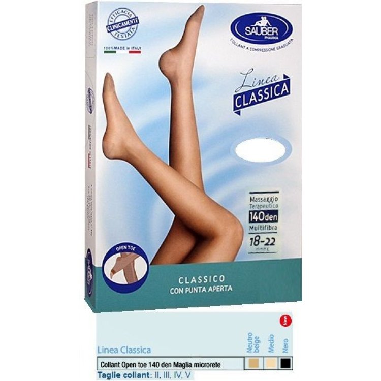 Sauber Linea Classica Collant Open Toe 140 Denari Maglia Microrete