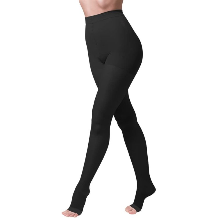 Sanagens Open AT Collant Compressione Graduata 70 Den 12mmHg Nero Taglia 5