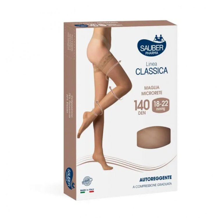 Sauber Classica Calza Autoreggente 140 Denari Beige Taglia 4