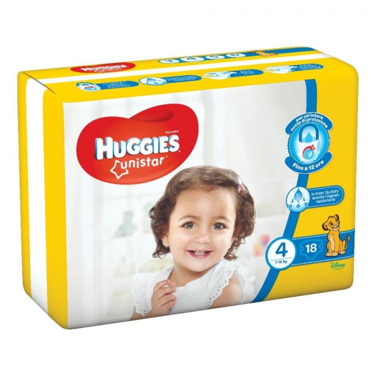 Huggies Unistar Pannolini Taglia 4 (7-18kg) 18 Pezzi