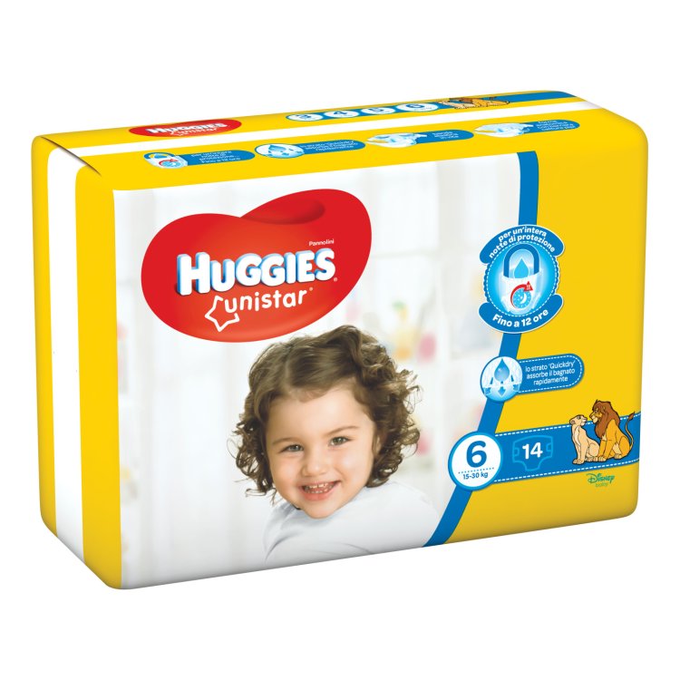 Huggies Unistar Pannolini Taglia 6 (15-30kg) 14 Pezzi