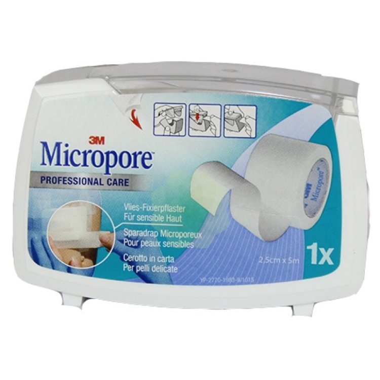 3M Cerotto Micropore Professional Care Ipoallergenico per Pelli Delicate 2,5 cm x 5 m