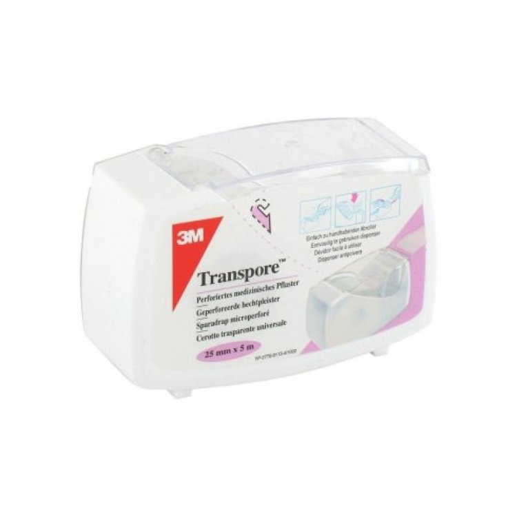 3M Cerotto Transpore in Rocchetto 1,25 cm x 5 m con Dispenser