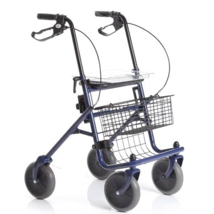Moretti Rollator Pieghevole in Acciaio Blu con 4 Ruote