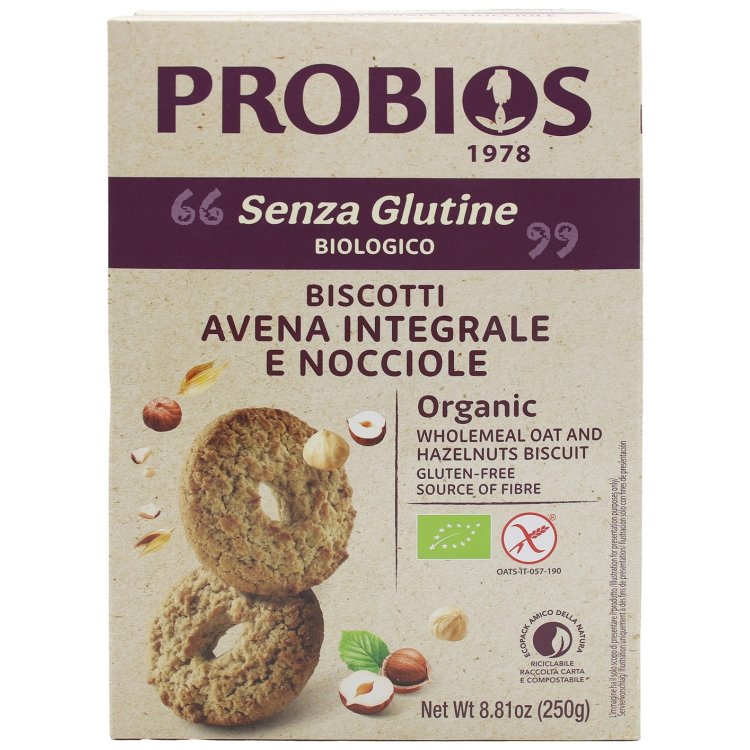 Probios Biscotti di Avena e Nocciole Senza Glutine 250g