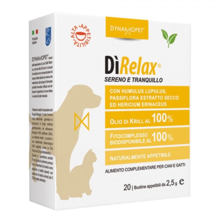 Dynamopet Direlax Integratore Antistress Cani e Gatti 20 Bustine Dynamopet Direlax Integratore Antistress Cani e Gatti 20 Bustine