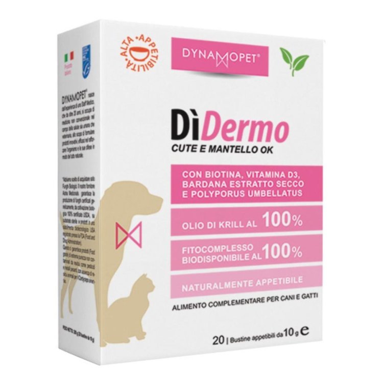Didermo Alimento Complementare Cani Cute e Mantello Omega 3 Biotina 20 Bustine 10g