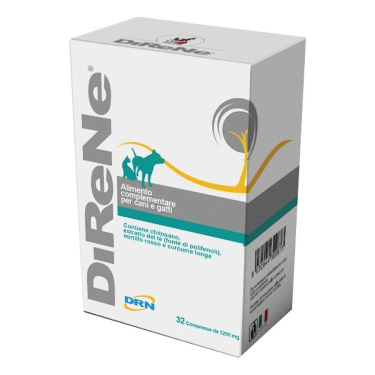 Drn Direne Alimento Complementare per Cani e Gatti Supporto Renale 32 Compresse