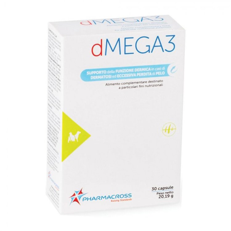 Pharmacross DMega3 Omega 3 per Cani Supporto Barriera Dermica 30 Perle