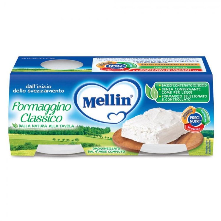 Mellin Baby Formaggino Omogeneizzato per l'Infanzia Senza Glutine 2x80g
