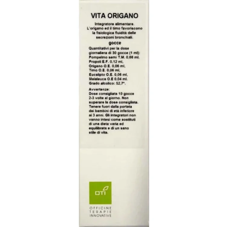 Oti Vita Origano Gocce Integratore per Fluidità Bronchiali 30ml Oti Vita Origano Gocce Integratore per Fluidità Bronchiali 30ml