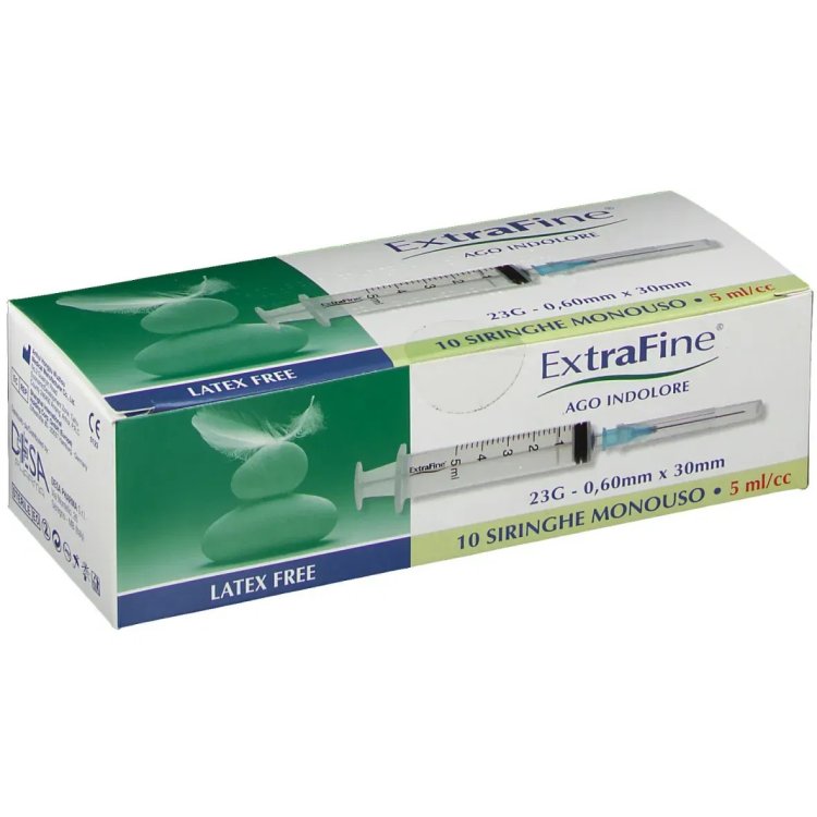 Extrafine Siringa Monouso 5ml Ago G23 0,60x30mm, 10 Pezzi