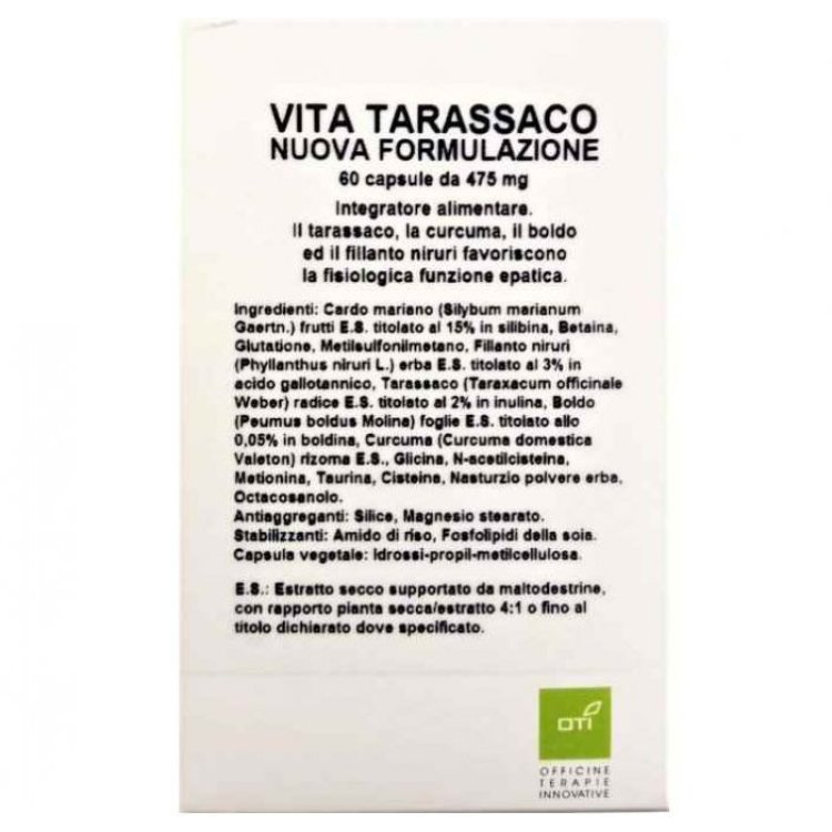 Oti Vita Tarassaco N Formula Integratore per Funzione Epatica 60 Capsule
