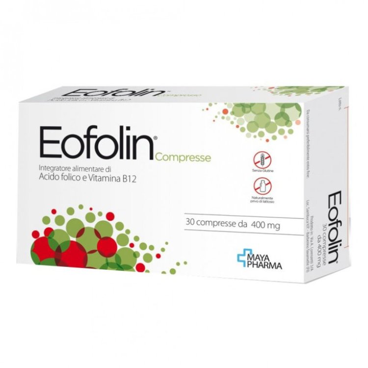 Maya Pharma Eofolin Integratore Acido Folico e Vitamina B12, 30 Compresse
