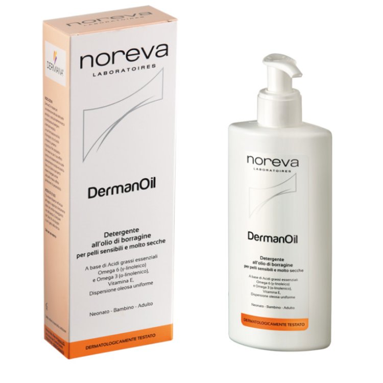 Noreva DermanOil Bagno Olio Borragine Nutritivo Idratante Pelle Sensibile 200ml