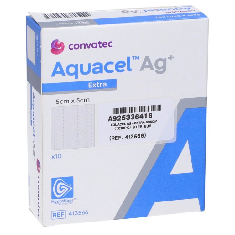 Convatec Aquacel Ag Extra Medicazione Hydrofiber con Argento 2 x 45 cm, 5 Pezzi
