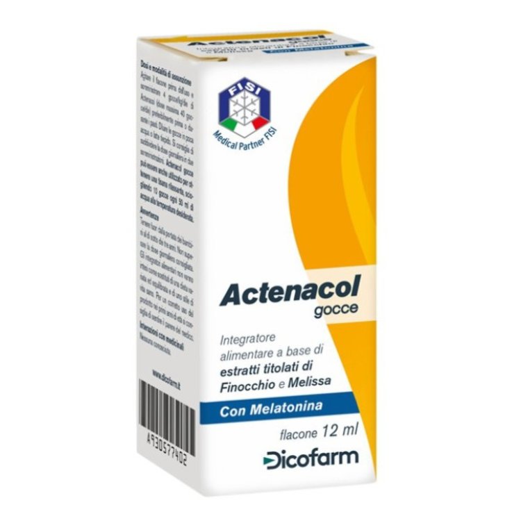 Actenacol Gocce Digestive con Melatonina Finocchio Melissa Senza Glutine 12ml